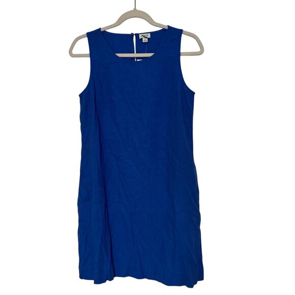NWT J.Crew Linen Blended Sleeveless Mini Dress In Bright Grotto Size 0 - Picture 3 of 7